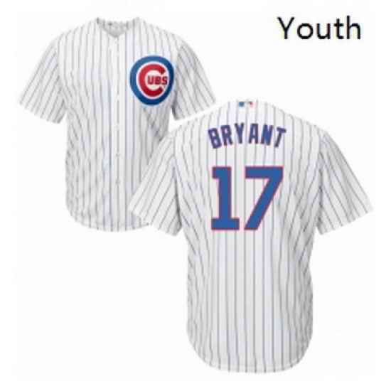 Youth Majestic Chicago Cubs 17 Kris Bryant Authentic White Home Cool Base MLB Jersey
